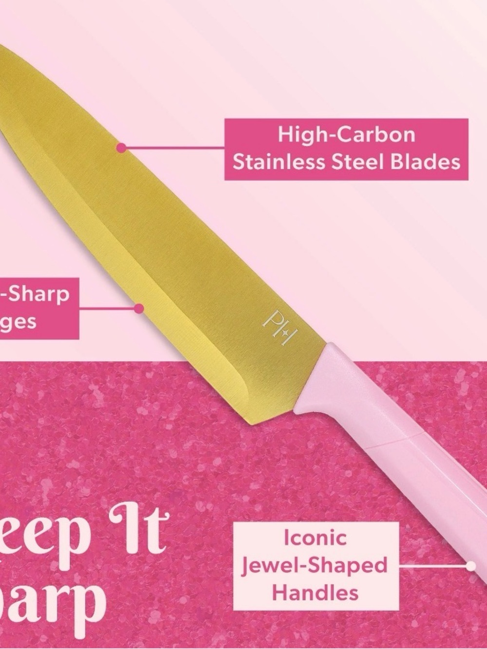 Paris Hilton Pink Kitchen Utensil Set with White Holder - Picture 5 of 6